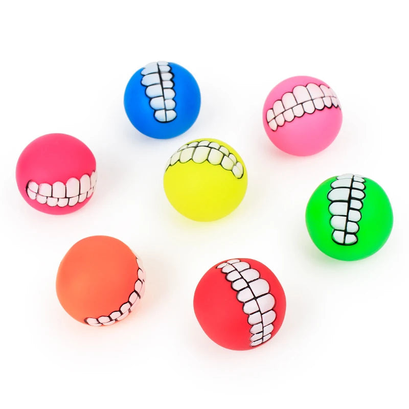 Silicone Dog Toy Ball - Funny Teeth
