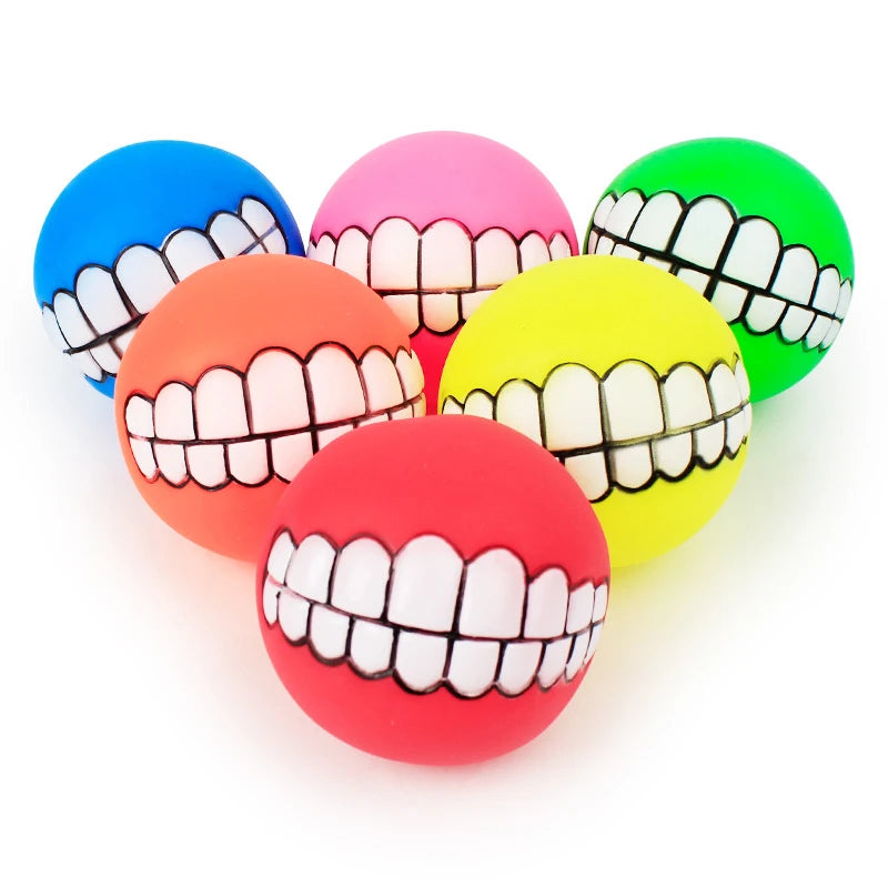 Silicone Dog Toy Ball - Funny Teeth