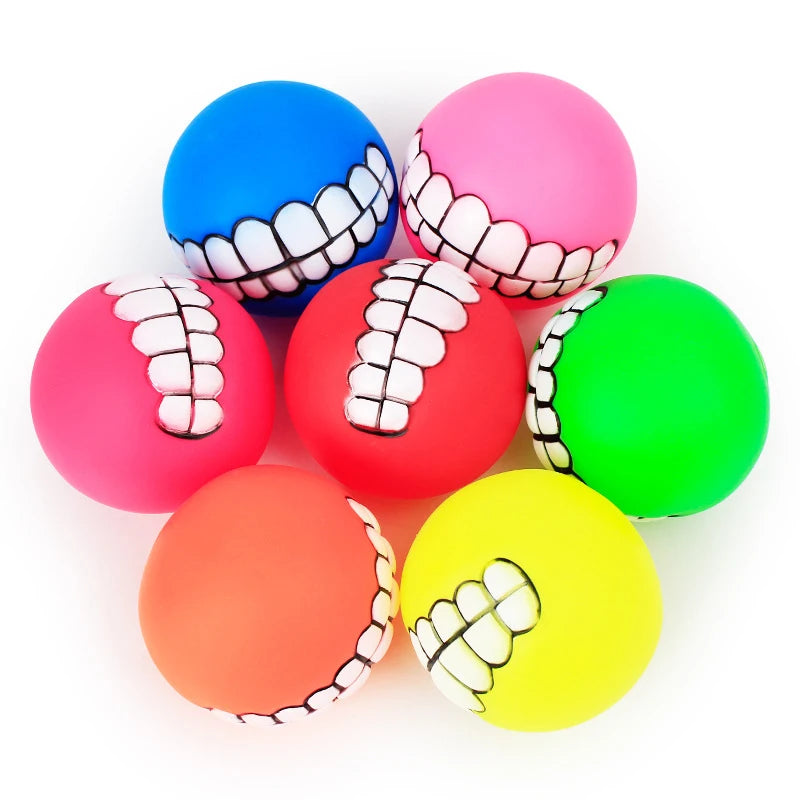 Silicone Dog Toy Ball - Funny Teeth