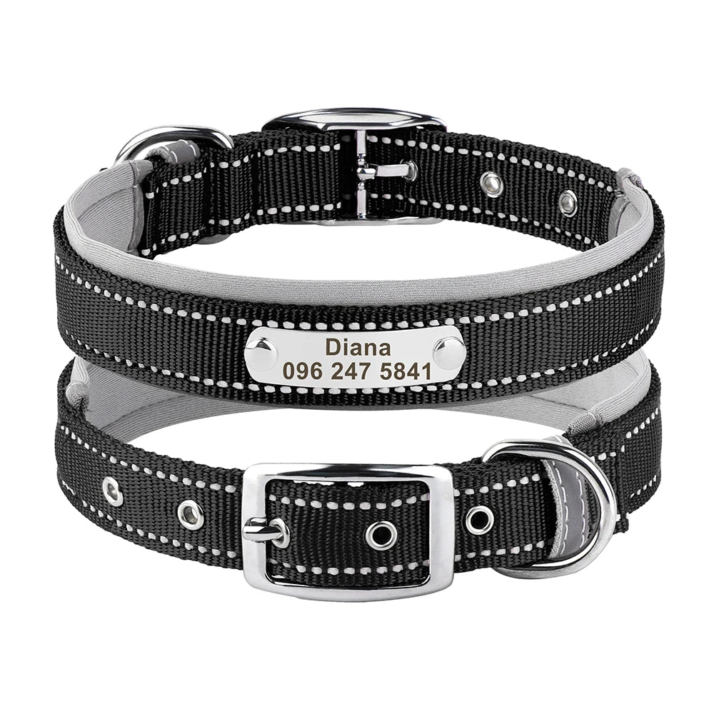 Personalized Nylon Dog Collar with Reflective ID Tag