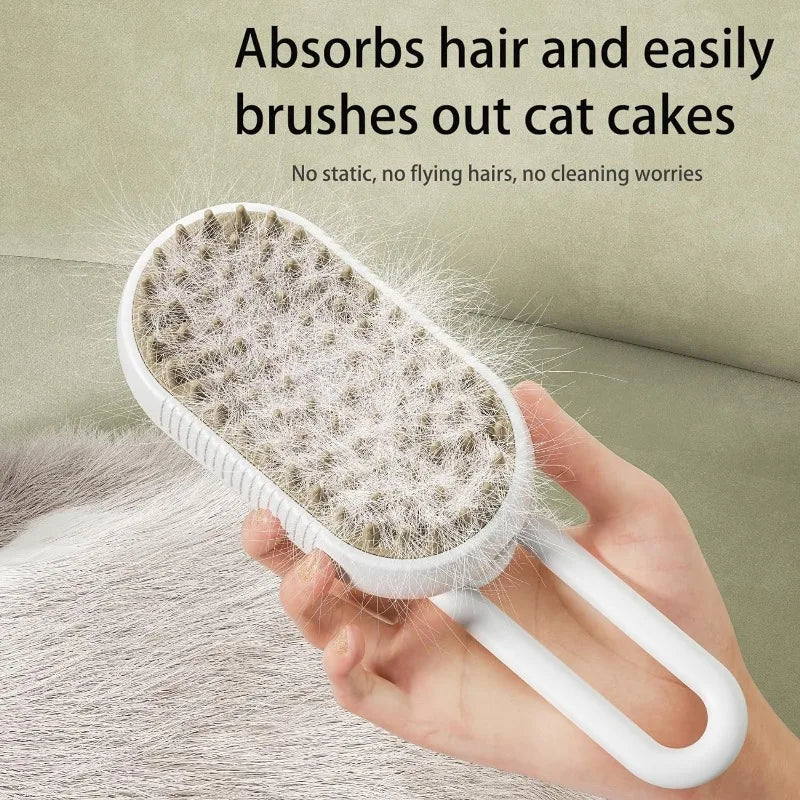 3-in-1 Steamy Pet Grooming BrushTangled and Loose Hair