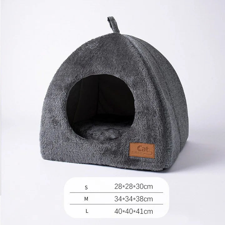 Winter Warm Cat & Dog Bed – Foldable Plush House