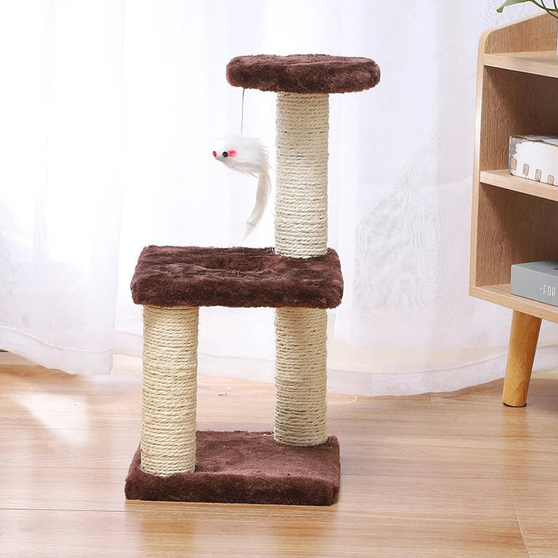 CozyPaws Multi-Level Cat Tower with Scratching Posts and Plush Basket