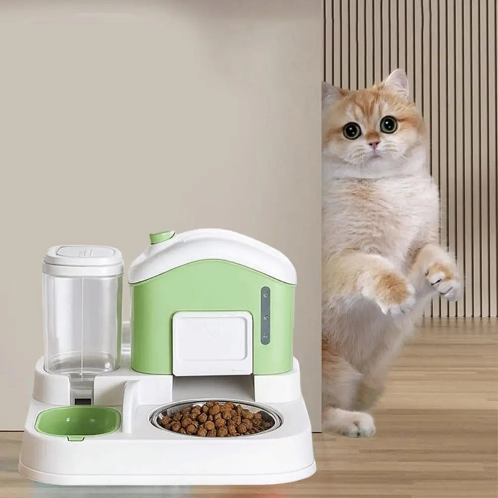 2-in-1 Automatic Cat Water Fountain & Feeder