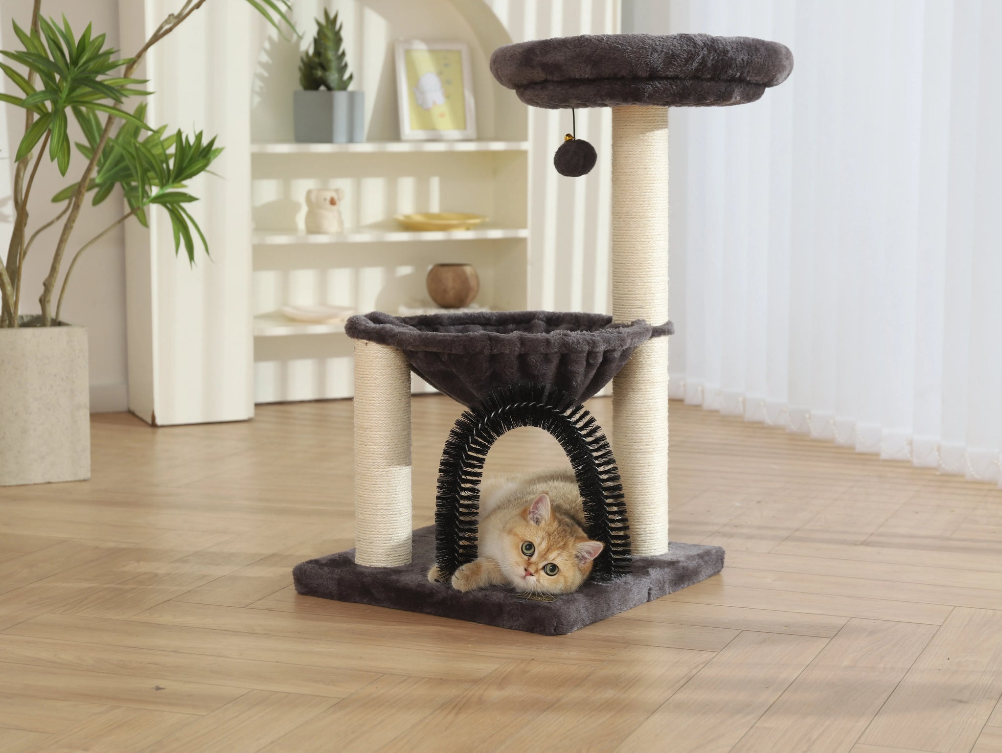 CozyPaws Multi-Level Cat Tower with Scratching Posts and Plush Basket