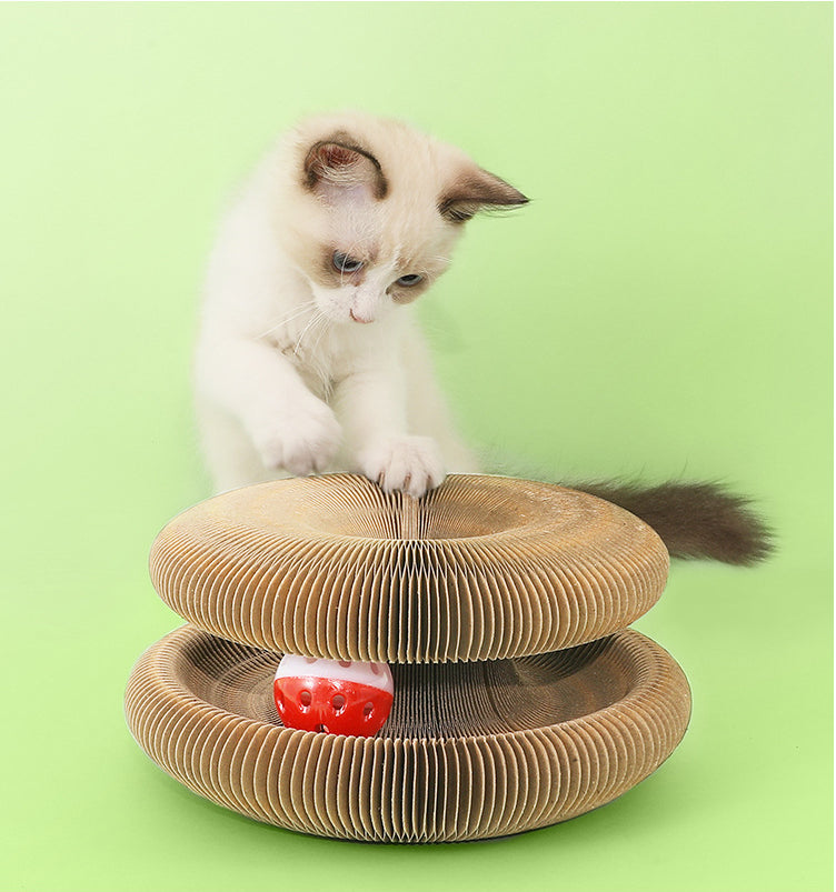 Foldable Cat Scratch Board with Bell