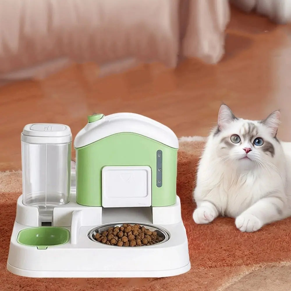 2-in-1 Automatic Cat Water Fountain & Feeder