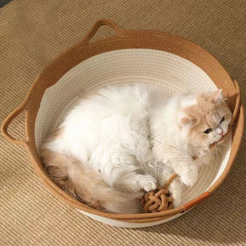 Madden Handwoven Rattan Cat Bed Basket