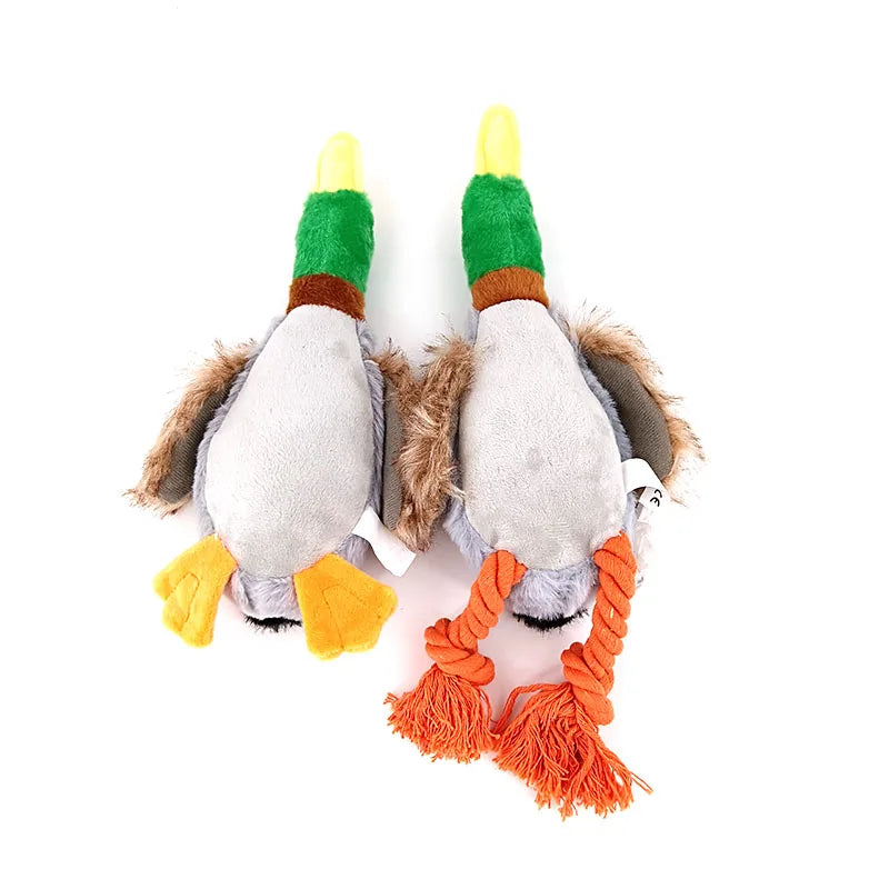 Plush Wild Duck Dog Toy with Squeaker