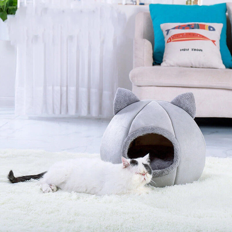 🛏️ CozyPet Tent Bed – Self-Warming Hideaway for Cats & Small Dogs