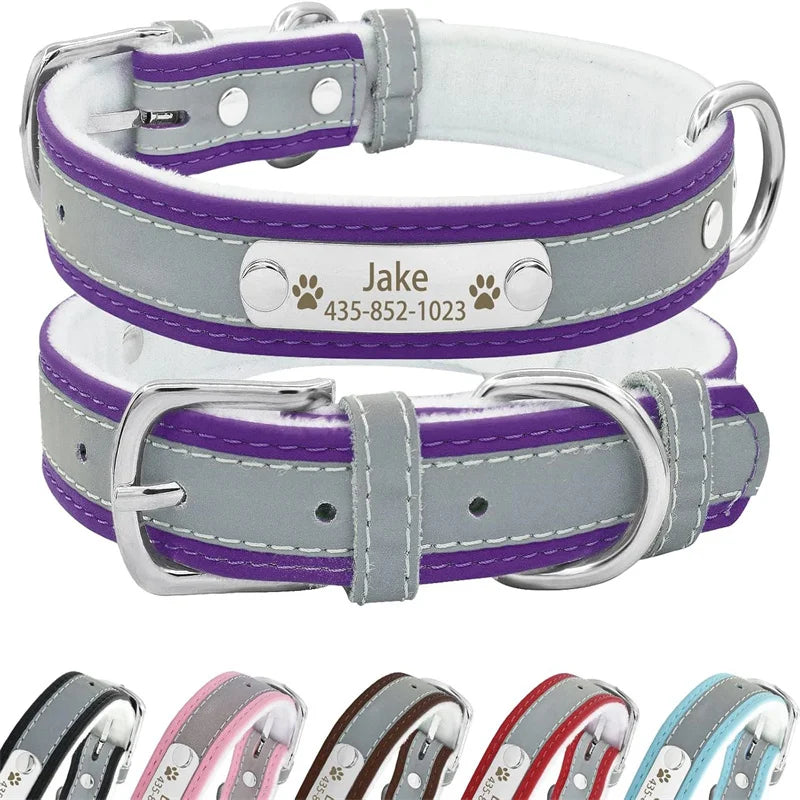Personalized Reflective Dog Collar with ID Tag
