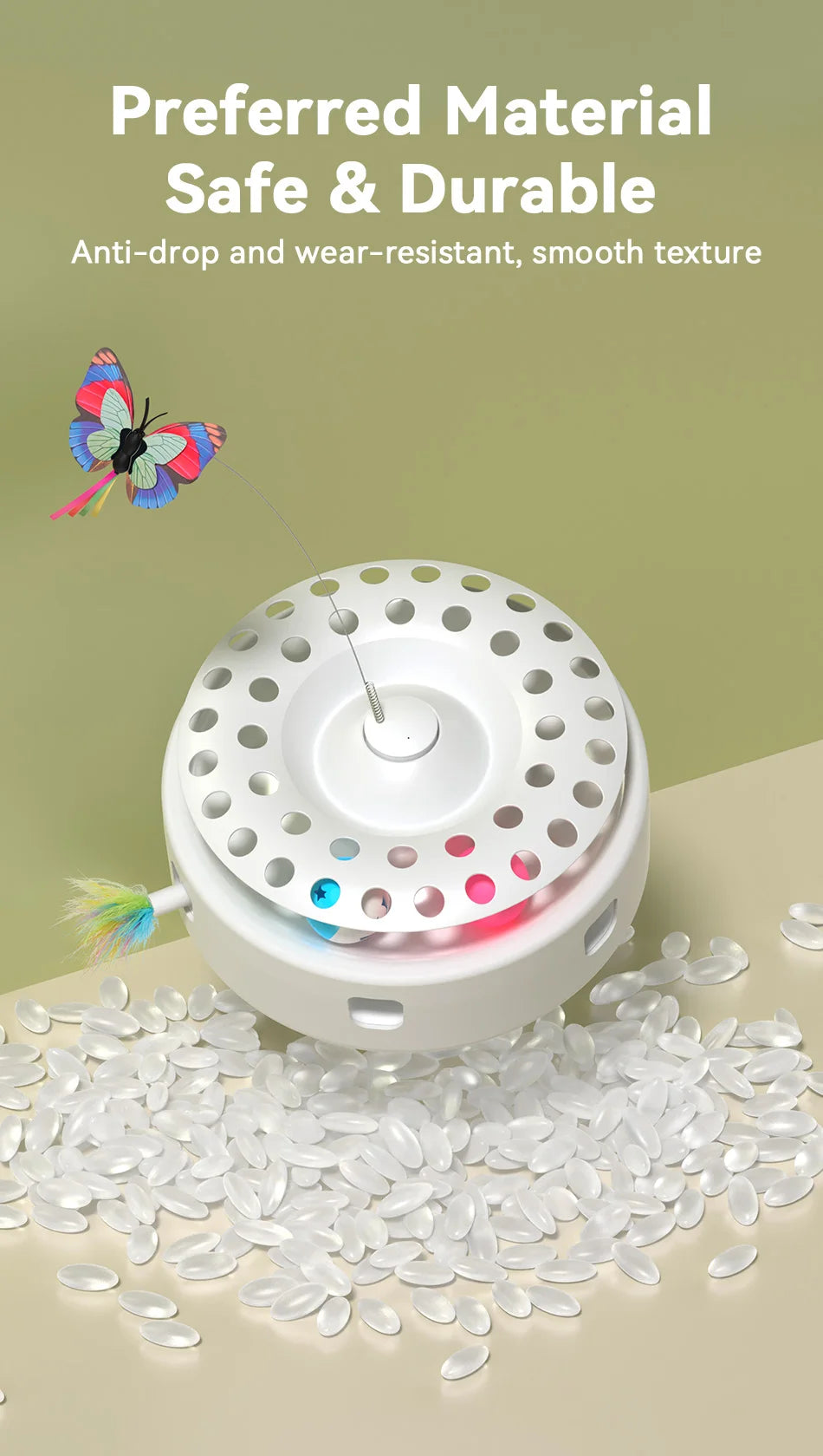 ROJECO 3-in-1 Smart Cat Toy Set with Butterfly, Balls, and Feather