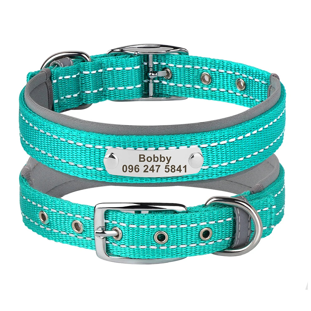 Personalized Nylon Dog Collar with Reflective ID Tag