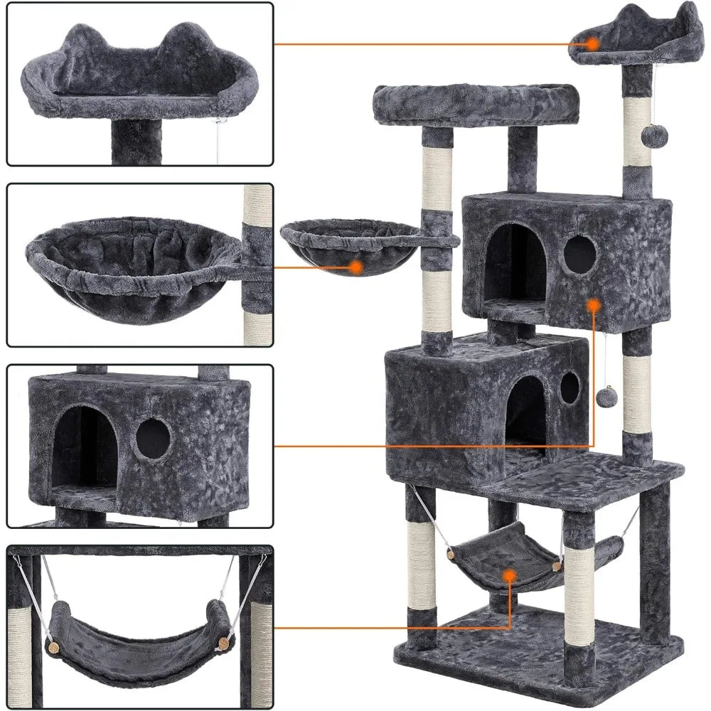 CozyPaws 54" Cat Tree with Condos, Balls & Scratching Posts