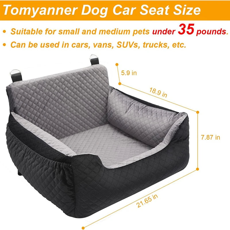 CozyPaws Dog Car Booster Seat with Storage Pocket