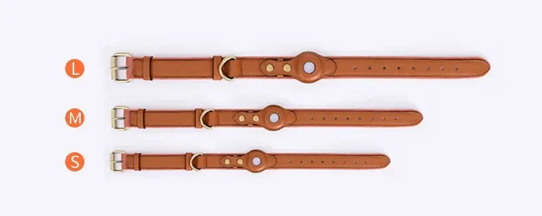 Genuine Leather AirTag Dog Collar – Anti-Loss & Durable