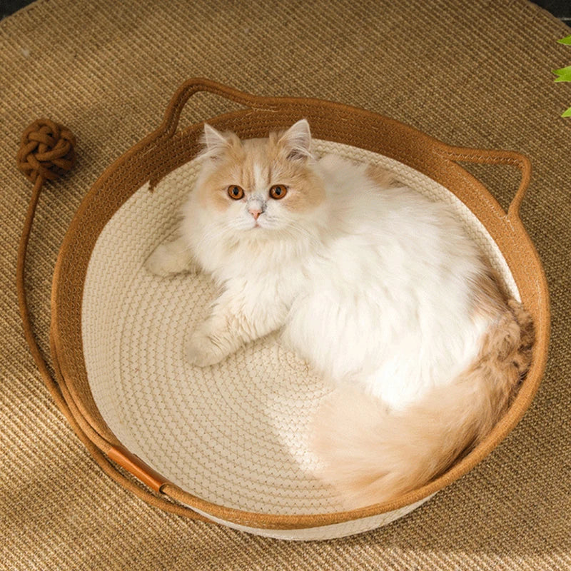 Madden Handwoven Rattan Cat Bed Basket