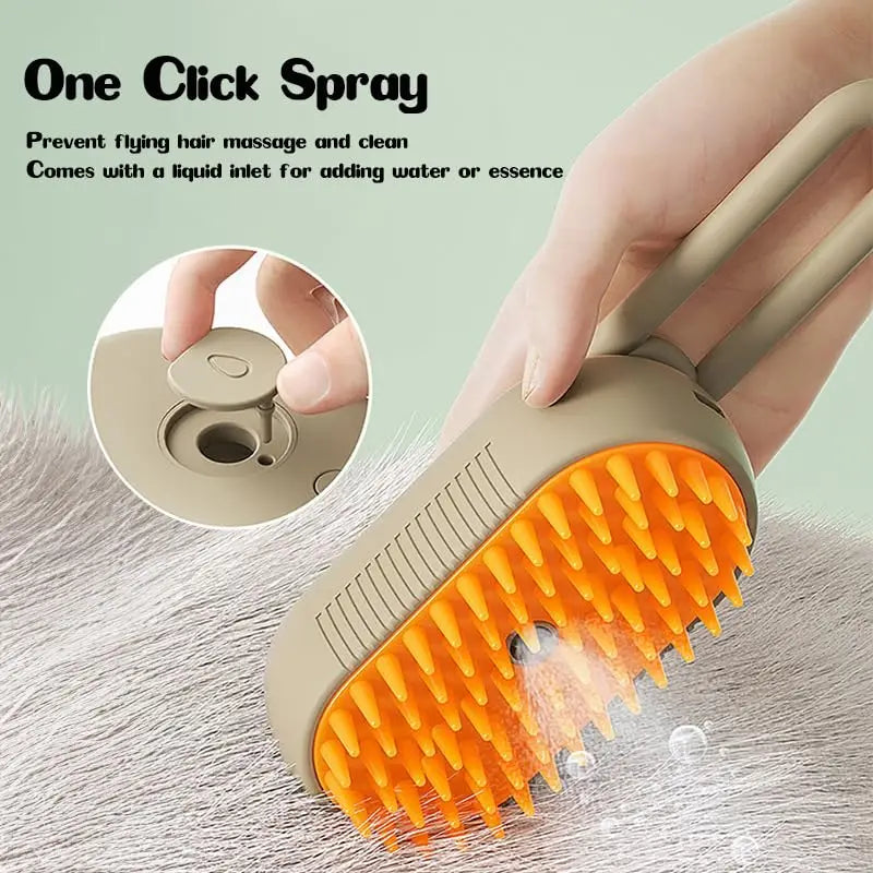 3-in-1 Steamy Pet Grooming BrushTangled and Loose Hair