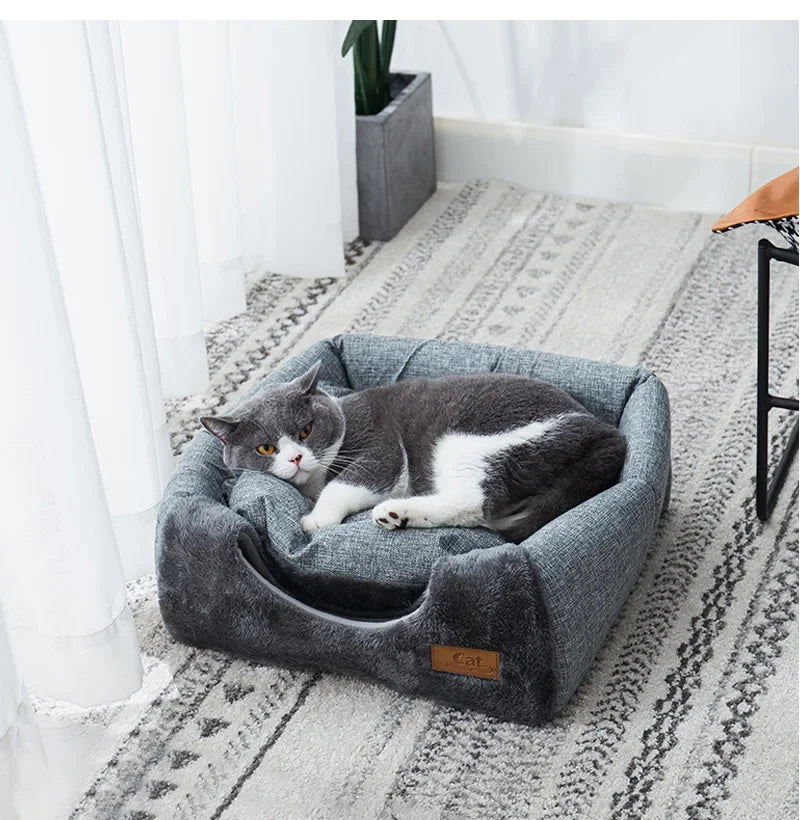 Winter Warm Cat & Dog Bed – Foldable Plush House