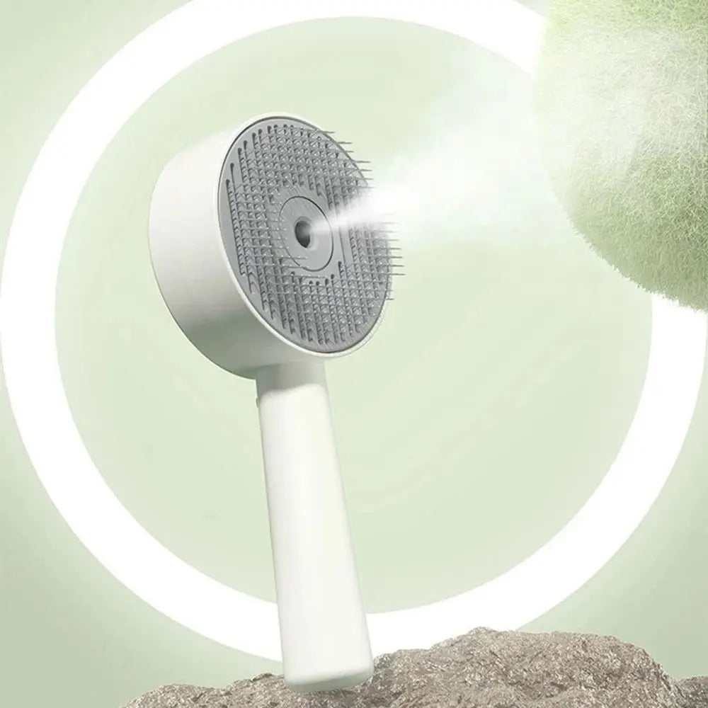 Anti-Static Pet Comb with Spray & One-Click Cleaning