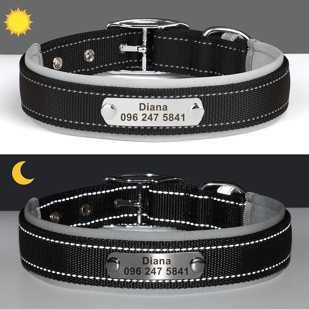 Personalized Nylon Dog Collar with Reflective ID Tag