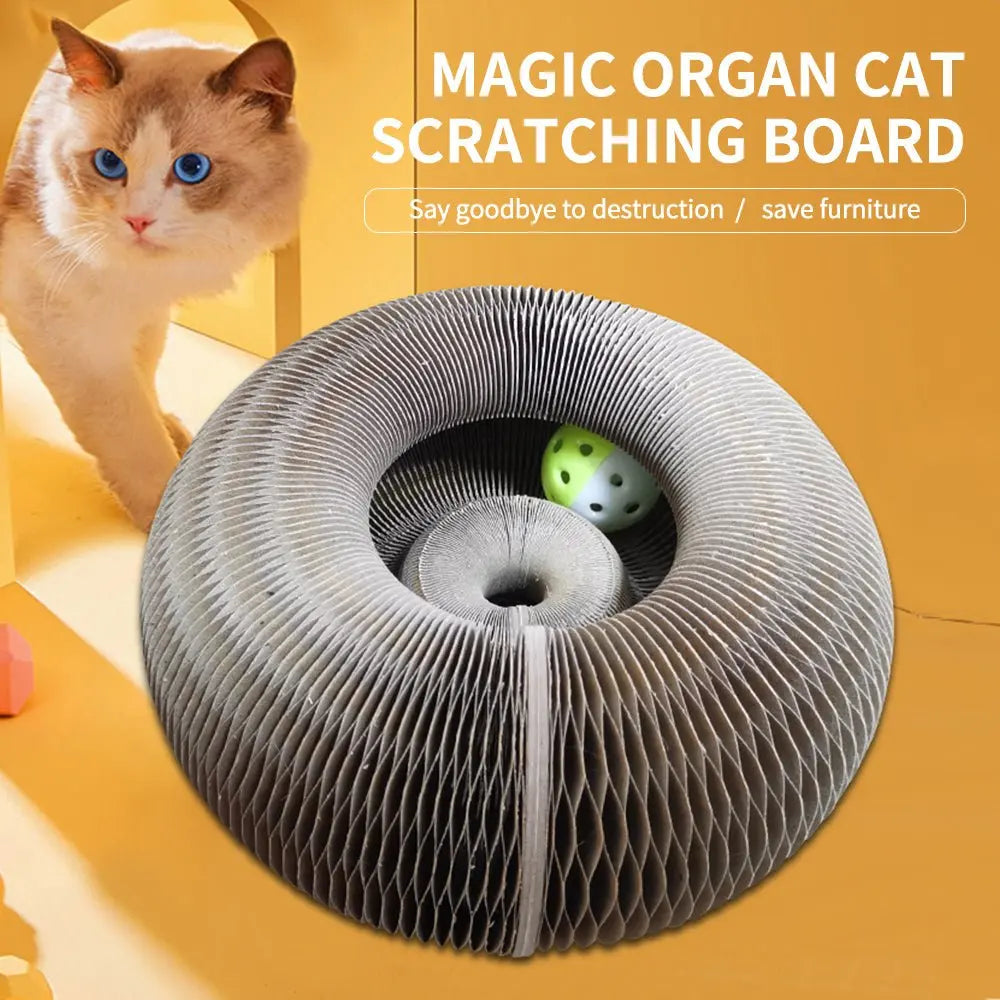 Foldable Cat Scratch Board with Bell