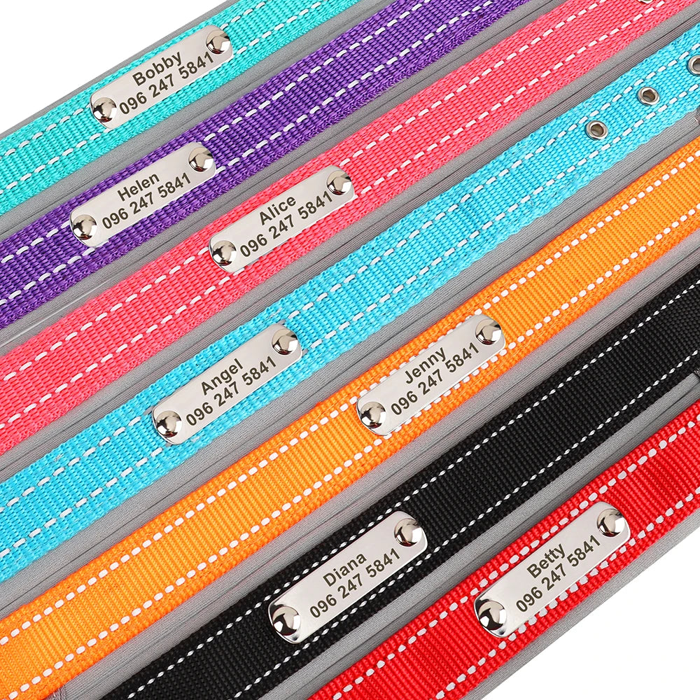 Personalized Nylon Dog Collar with Reflective ID Tag