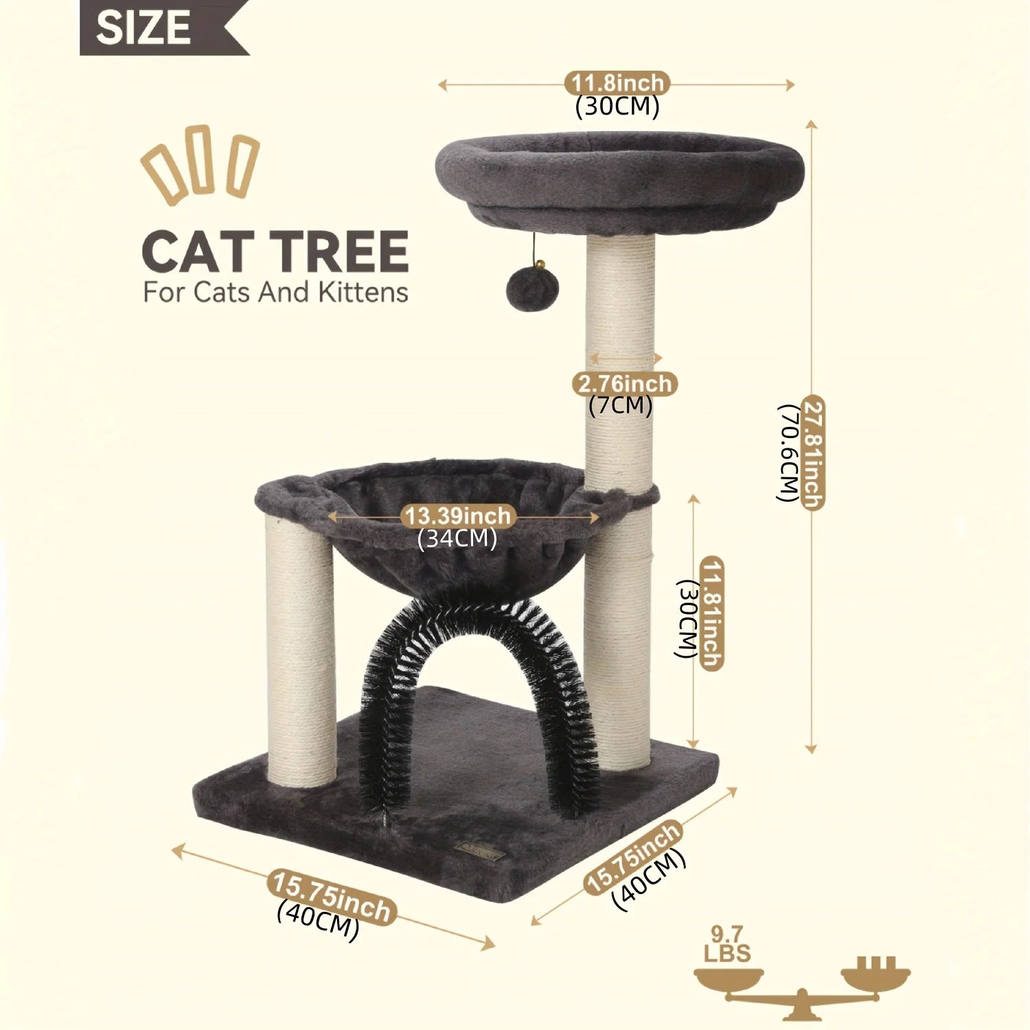 CozyPaws Multi-Level Cat Tower with Scratching Posts and Plush Basket