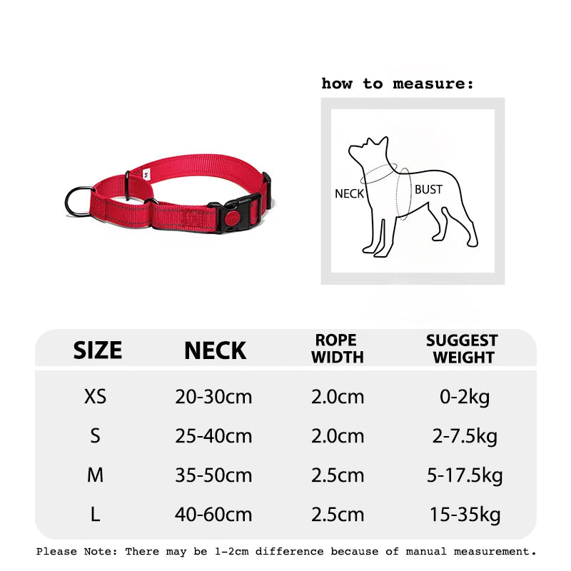 Adjustable Nylon Dog Collar with Safety Lock (2-in-1 Chain)