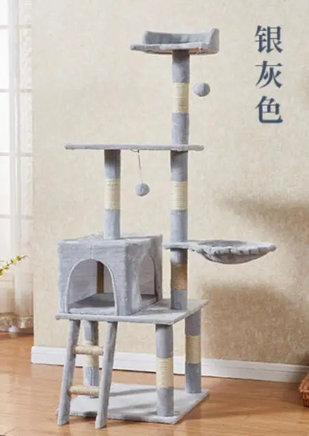 CozyPaws Multi-Layer Cat Tree Tower with Scratching Post and Ladder