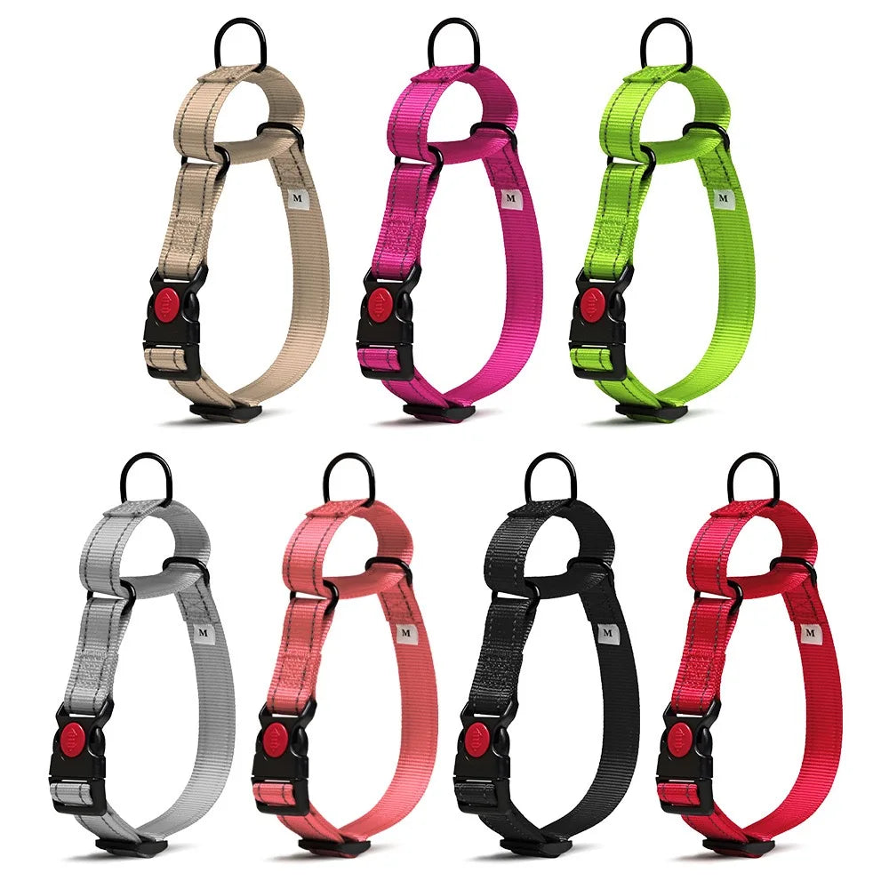 Adjustable Nylon Dog Collar with Safety Lock (2-in-1 Chain)