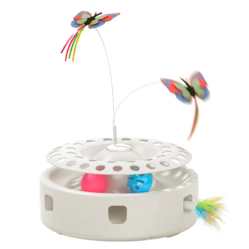ROJECO 3-in-1 Smart Cat Toy Set with Butterfly, Balls, and Feather