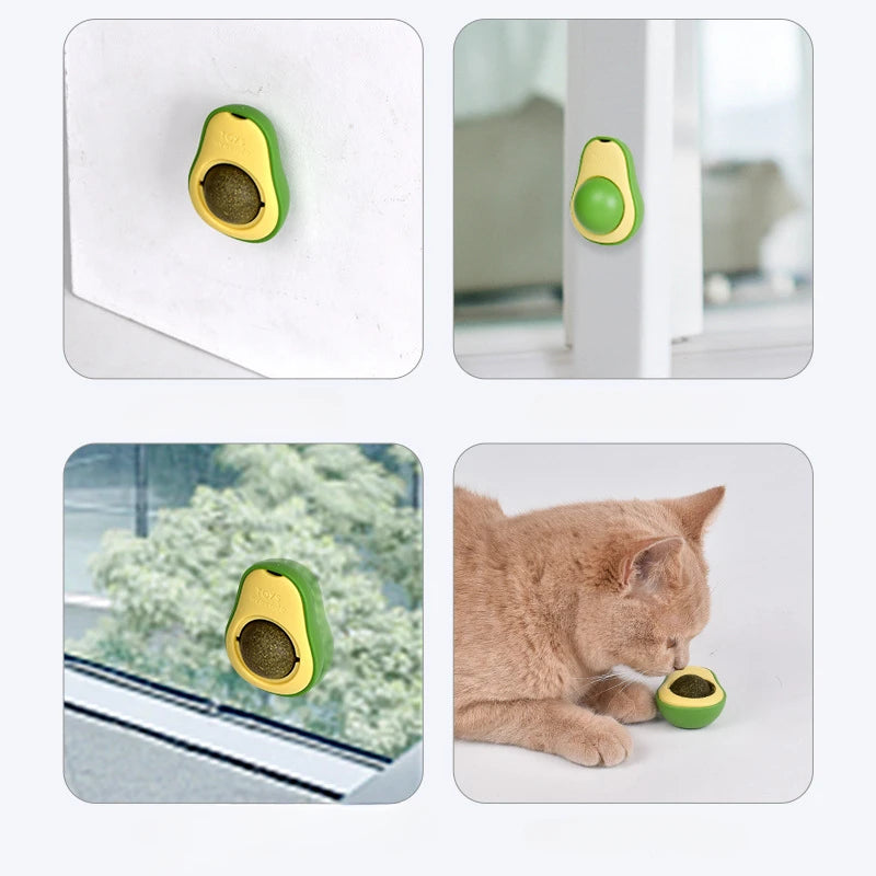 Catnip Wall Ball – Rotatable Stick-On Toy