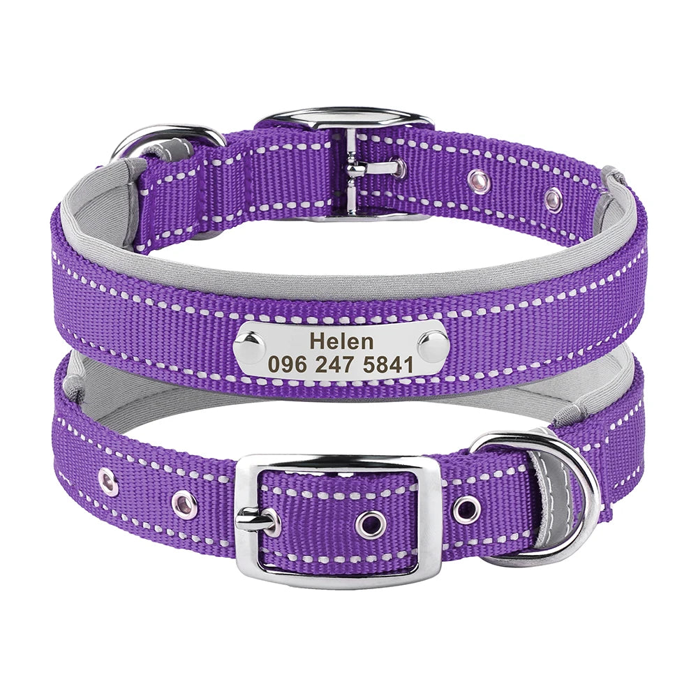 Personalized Nylon Dog Collar with Reflective ID Tag