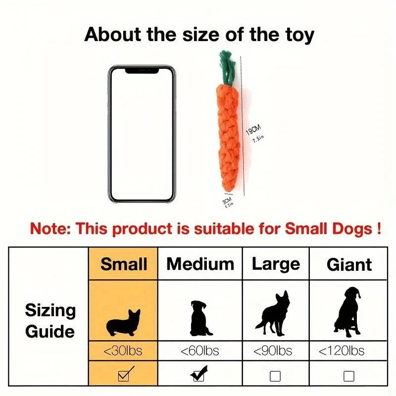 CozyPaws Carrot Rope Toy for Dogs and Cats