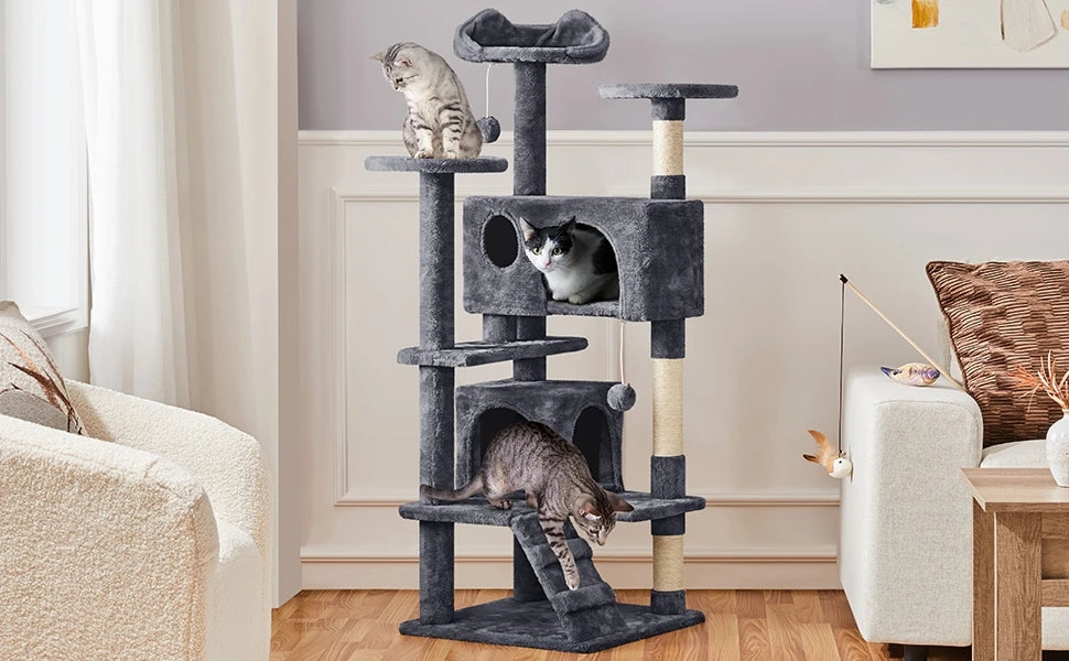 CozyPaws 54" Cat Tree with Condos, Balls & Scratching Posts