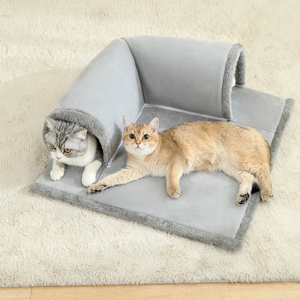 CozyPaws Cat Tunnel Bed with Hanging Balls