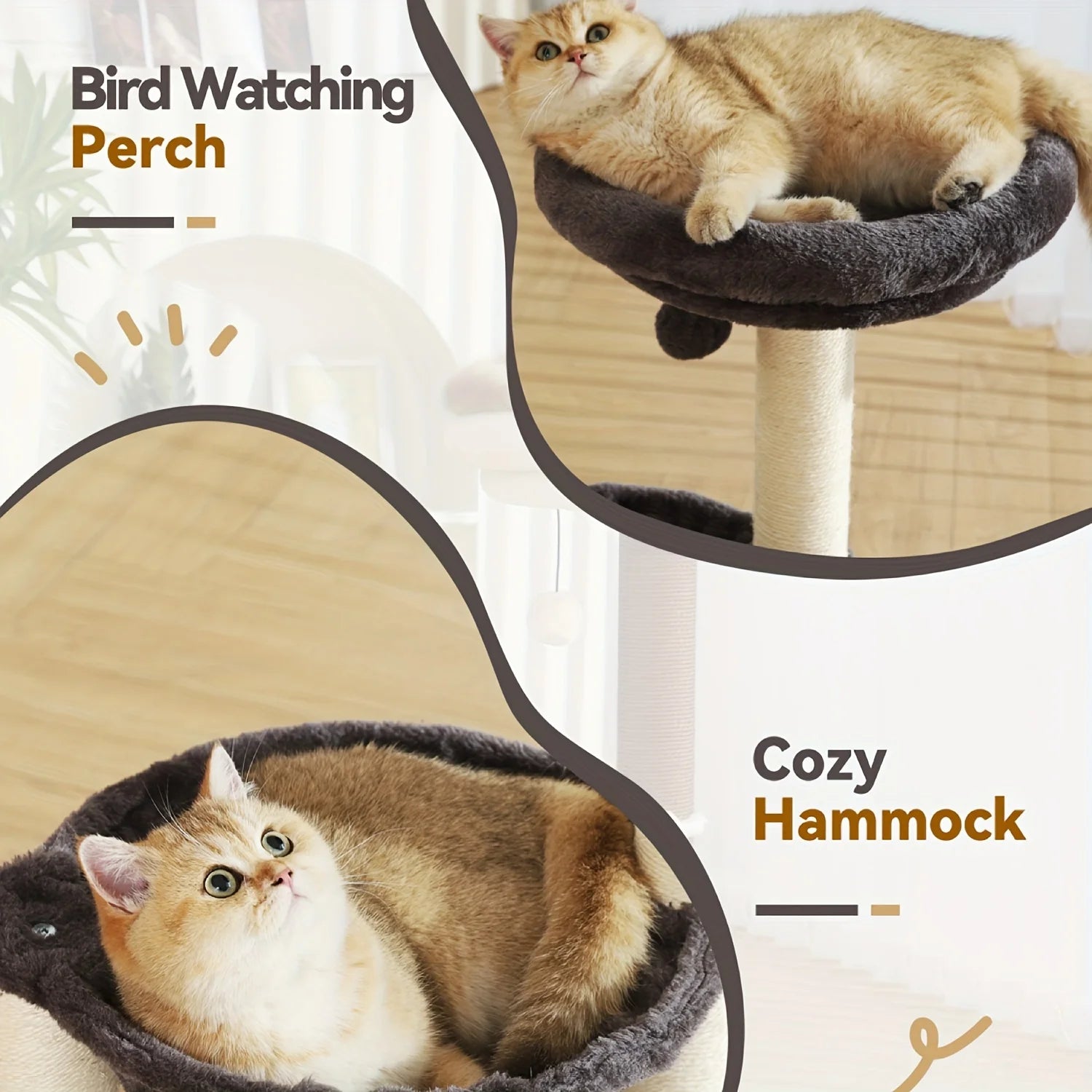 CozyPaws Multi-Level Cat Tower with Scratching Posts and Plush Basket