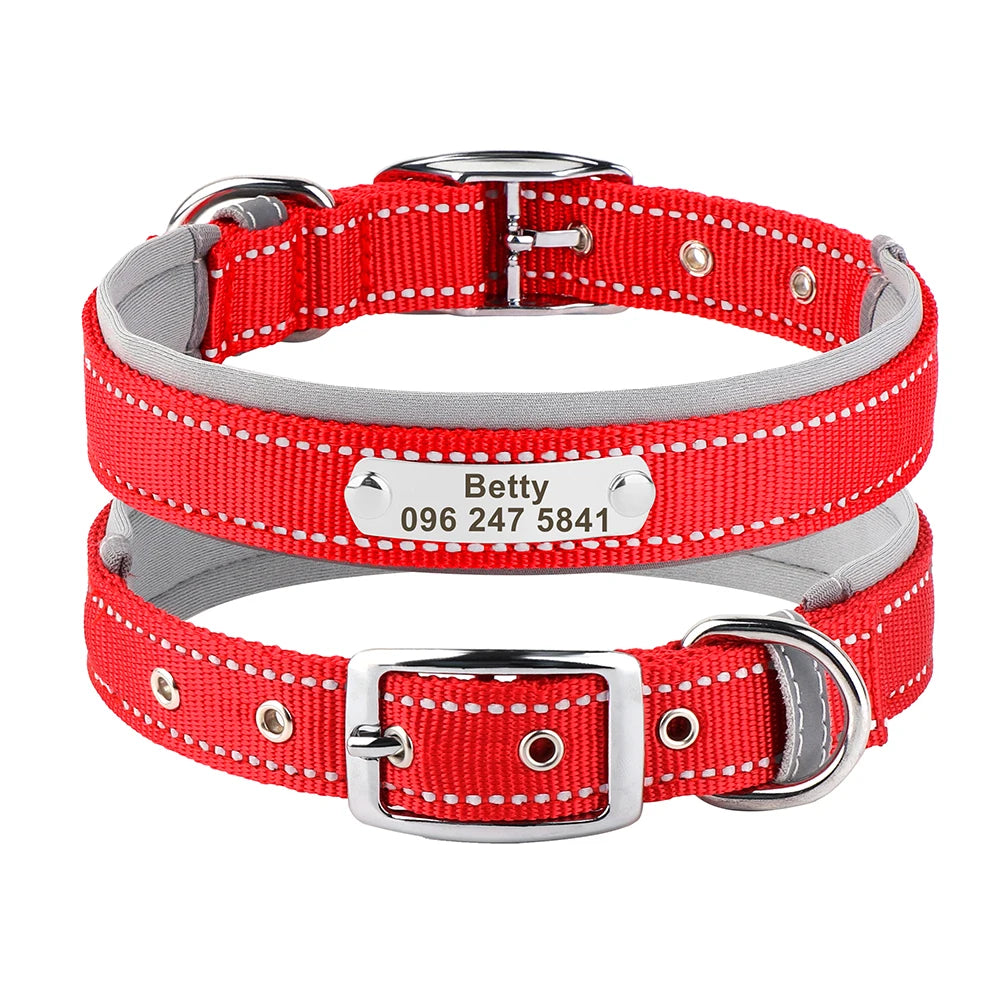 Personalized Nylon Dog Collar with Reflective ID Tag