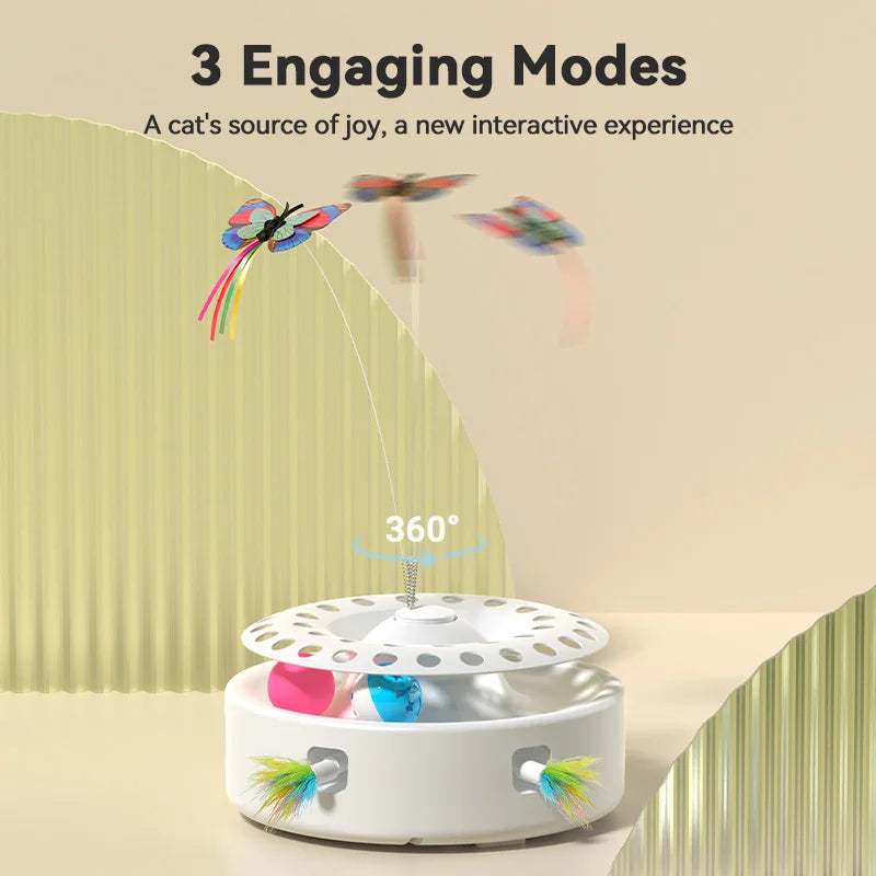 ROJECO 3-in-1 Smart Cat Toy Set with Butterfly, Balls, and Feather