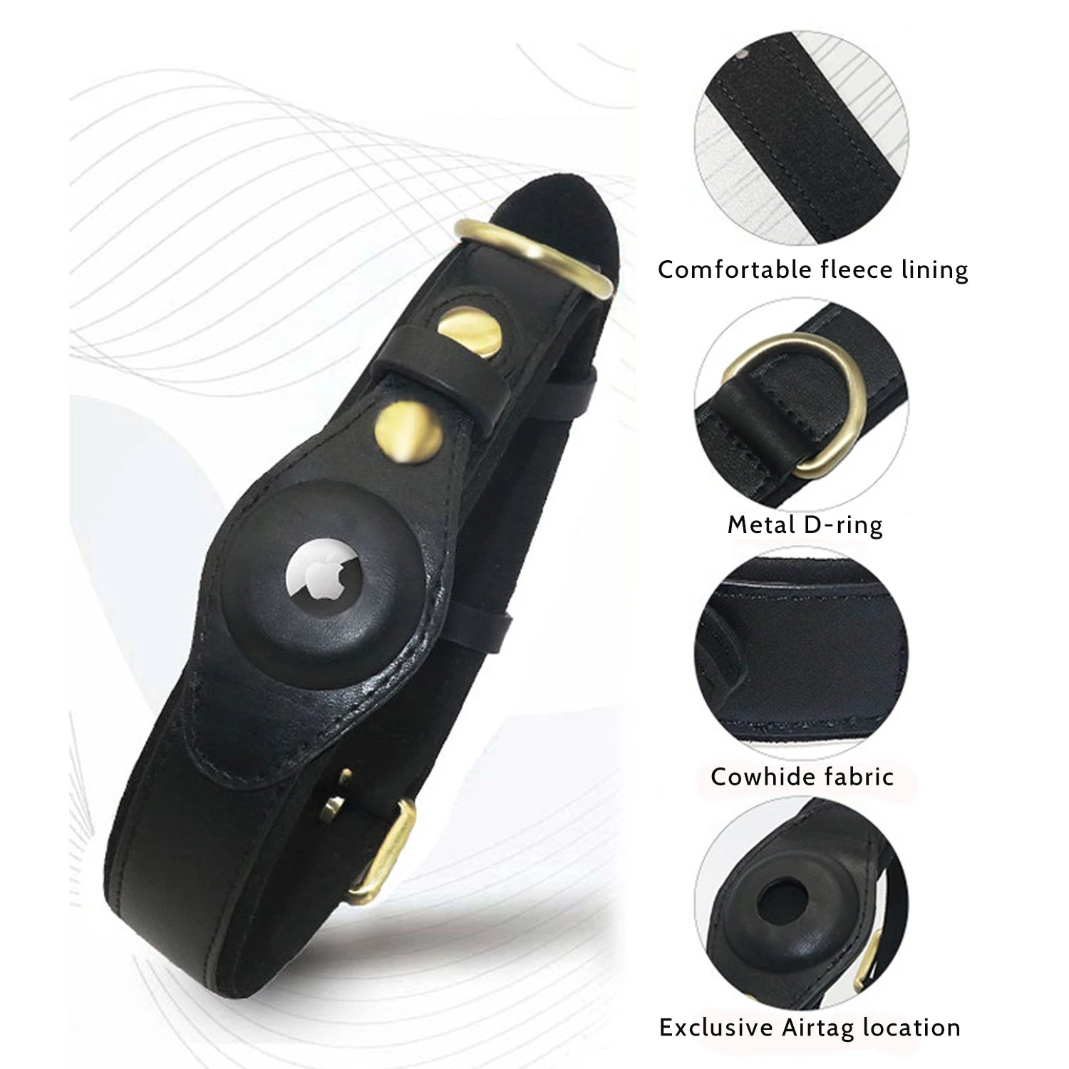 AirTag Holder Dog Collar – Leather