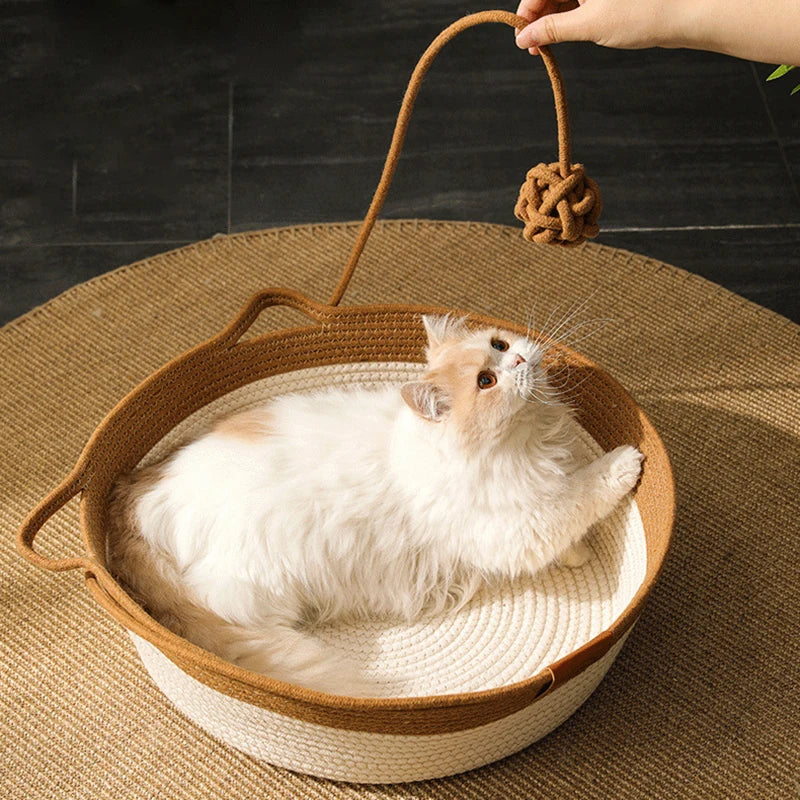 Madden Handwoven Rattan Cat Bed Basket