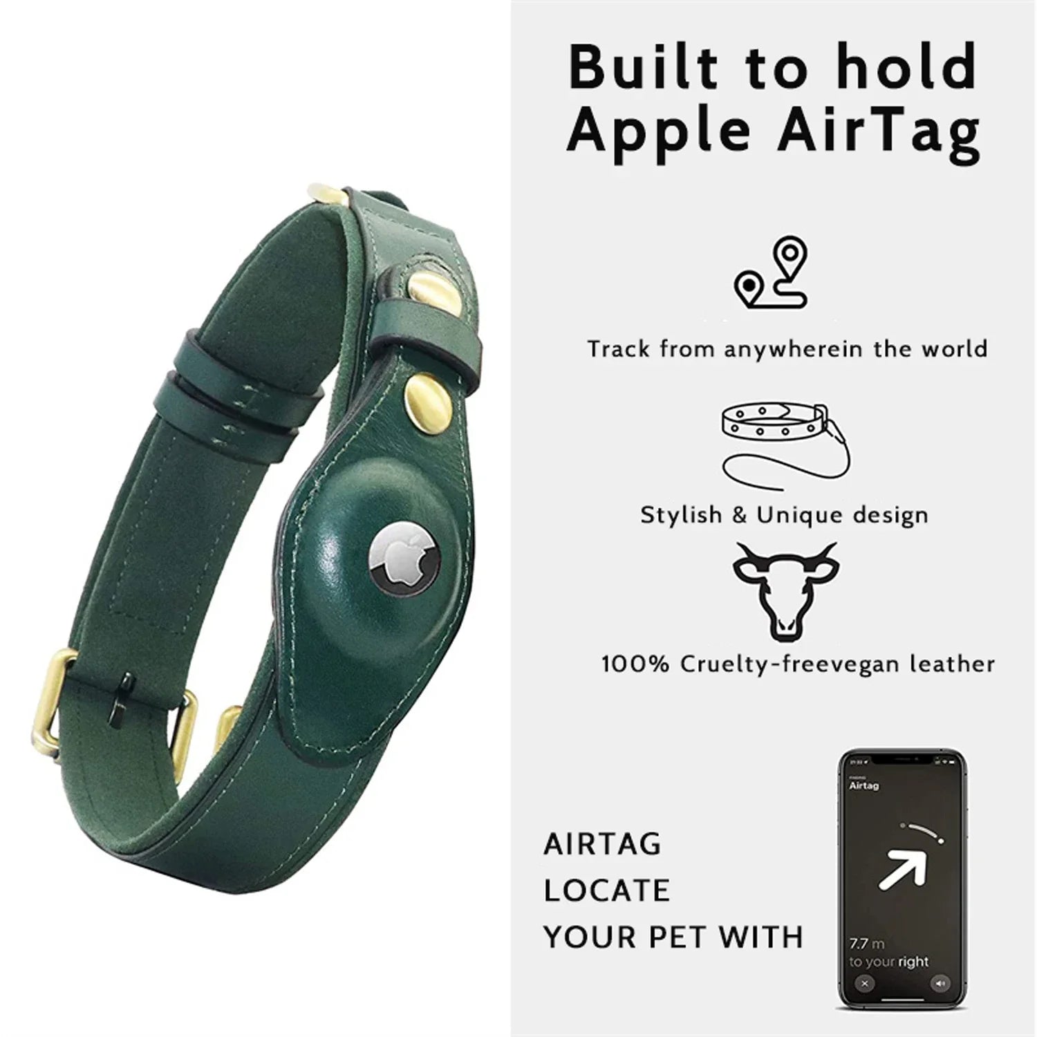 AirTag Holder Dog Collar – Leather