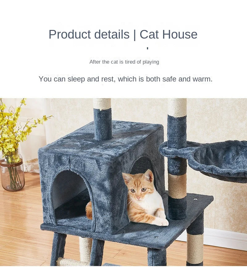 CozyPaws Multi-Layer Cat Tree Tower with Scratching Post and Ladder
