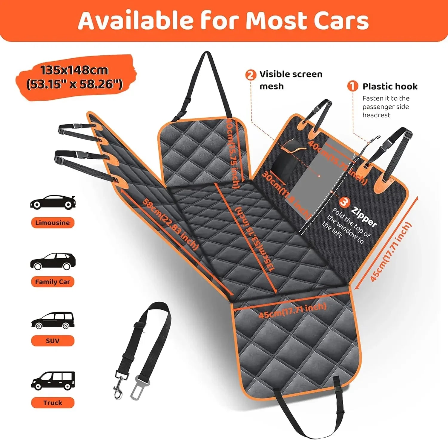 DC PET Waterproof Dog Car Seat Cover