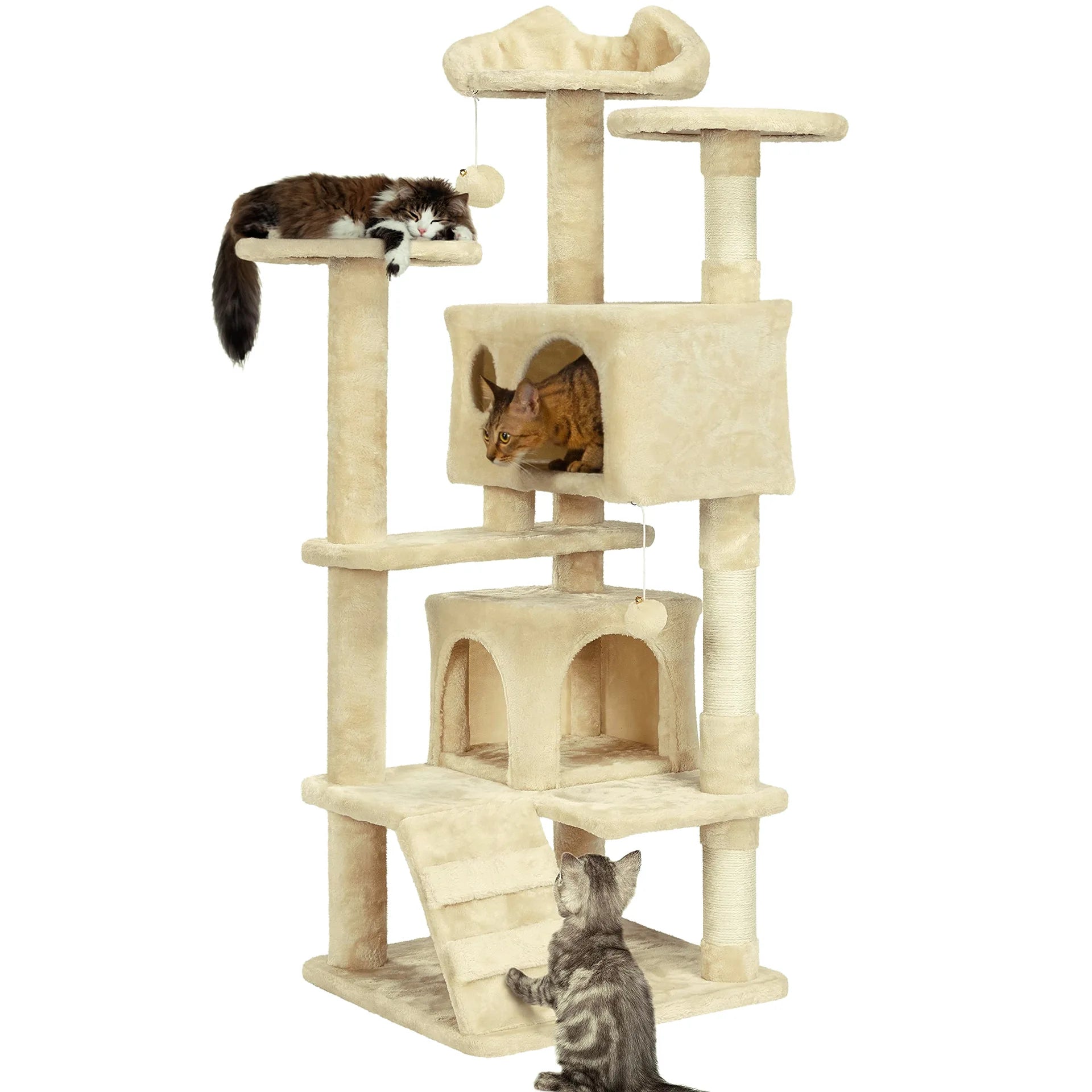 CozyPaws 54" Cat Tree with Condos, Balls & Scratching Posts