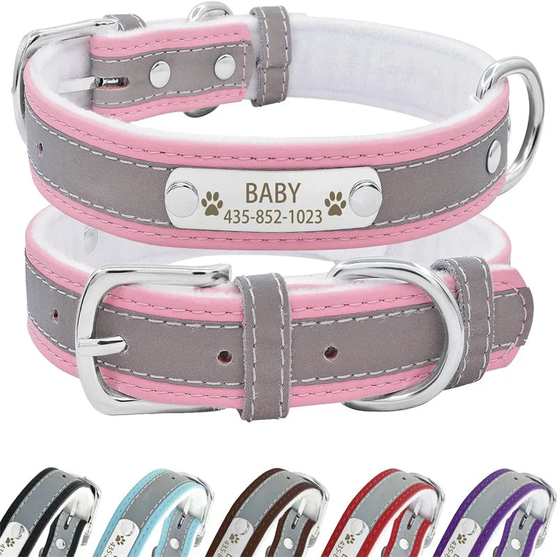Personalized Reflective Dog Collar with ID Tag