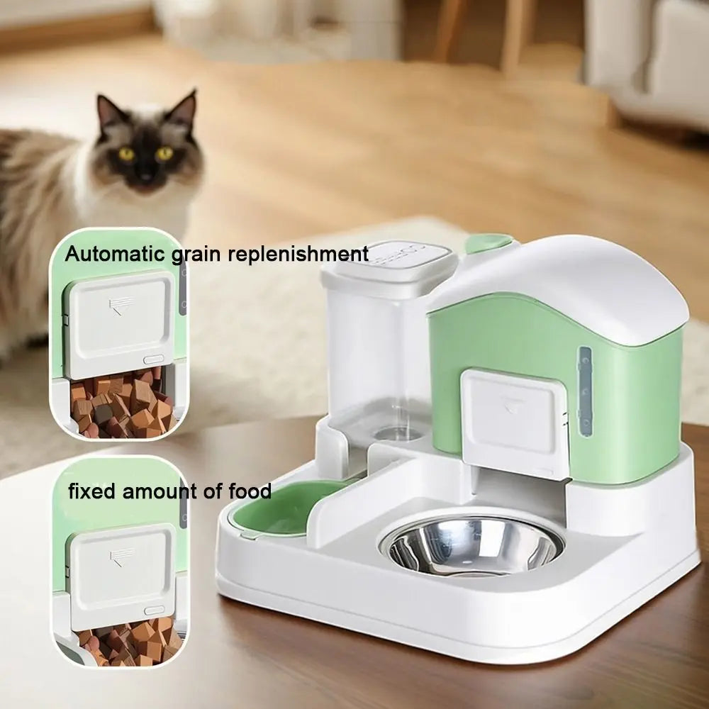2-in-1 Automatic Cat Water Fountain & Feeder