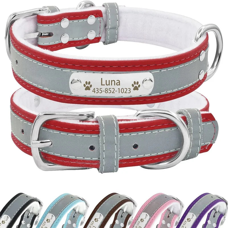 Personalized Reflective Dog Collar with ID Tag