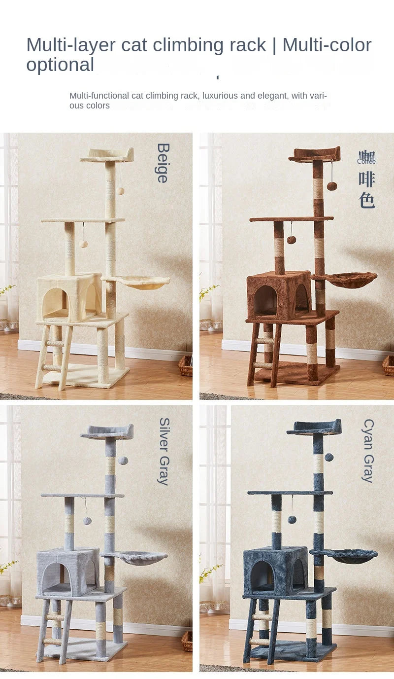 CozyPaws Multi-Layer Cat Tree Tower with Scratching Post and Ladder